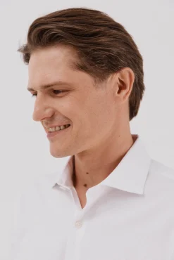 Cortefiel Camisa gemelos lisa fácil plancha Blanco Hot