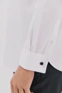 Cortefiel Camisa gemelos lisa fácil plancha Blanco Hot