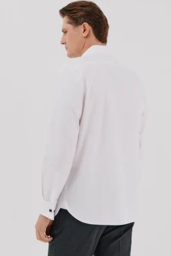 Cortefiel Camisa gemelos lisa fácil plancha Blanco Hot