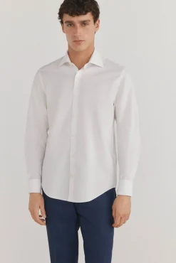 Pedro del Hierro Camisa gemelos lisa non iron + antimanchas Blanco New