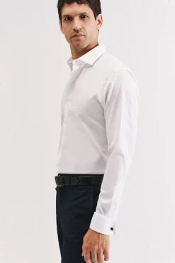 Cortefiel Camisa gemelos slim fit fácil plancha Blanco Clearance