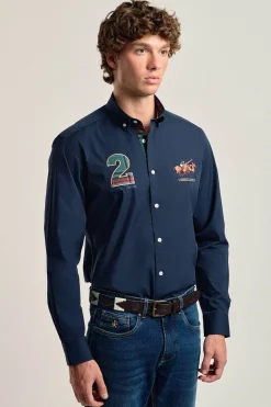 Valecuatro Camisa hombre modelo caballos Azul marino Clearance