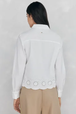 Pedro del Hierro Camisa lisa bordados Blanco New