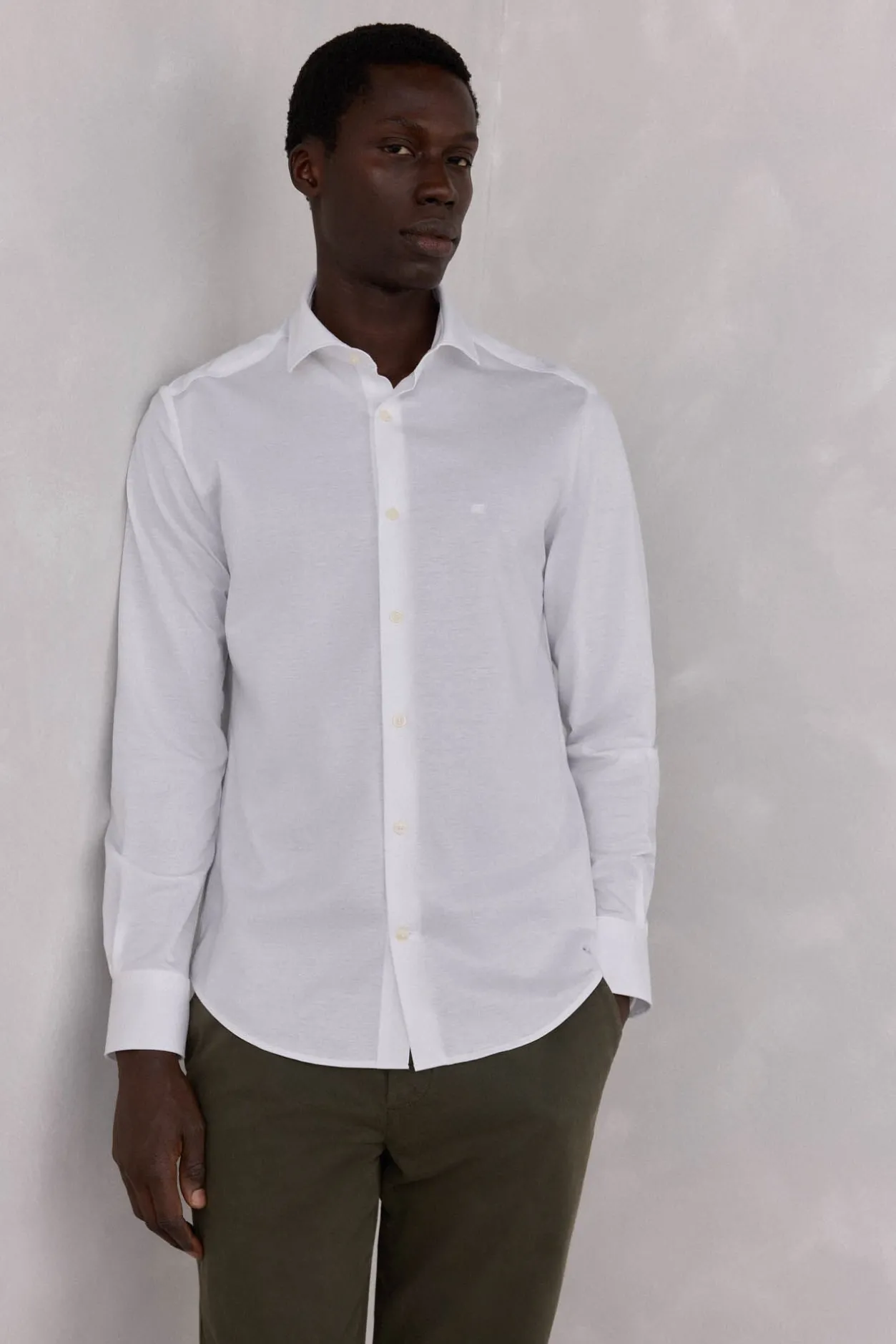 Pedro del Hierro Camisa lisa de punto Blanco Clearance