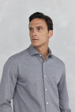 Pedro del Hierro Camisa lisa de punto Gris Discount