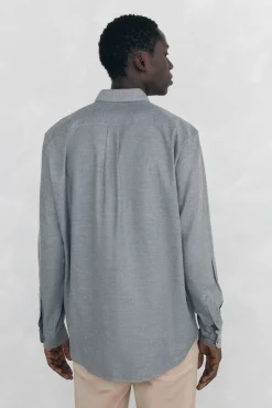 Pedro del Hierro Camisa lisa melange Tencel Gris Online