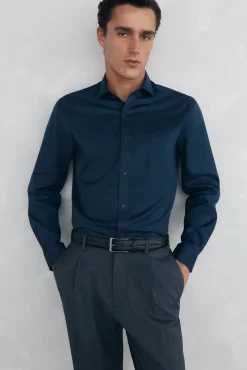 Pedro del Hierro Camisa lisa twill fácil plancha + anti olor slim fit Azul Hot