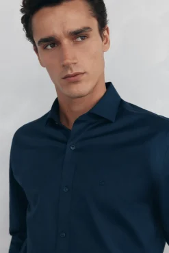 Pedro del Hierro Camisa lisa twill fácil plancha + anti olor slim fit Azul Hot
