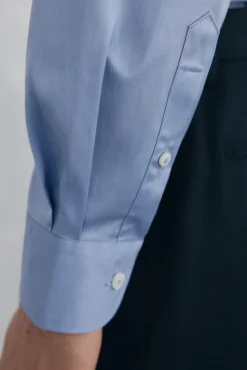 Pedro del Hierro Camisa lisa twill fácil plancha + anti olor slim fit Azul Outlet