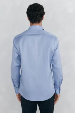 Pedro del Hierro Camisa lisa twill fácil plancha + anti olor slim fit Azul Outlet