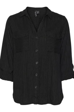Vero Moda Curve Camisa lúrex talla grande Negro Clearance