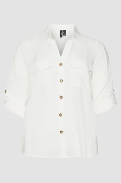 Vero Moda Curve Camisa manga 3/4 talla grande Blanco Hot
