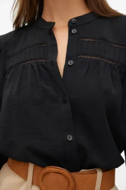 Vero Moda Camisa manga larga con calados Negro Best