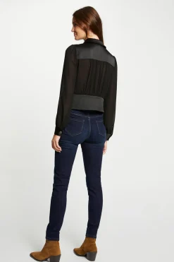 Morgan Camisa manga larga con pliegues Negro Best