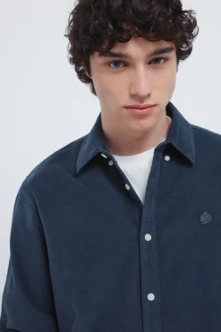 Springfield Camisa micro pana azul Outlet