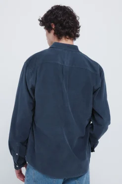 Springfield Camisa micro pana azul Outlet