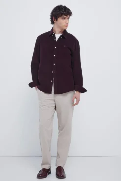 Springfield Camisa micro pana naranja New