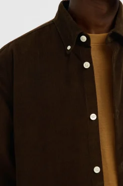 Selected Camisa micropana 100% algodón orgánico Marr&oacute;n Online