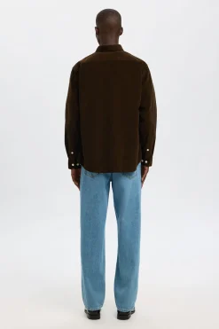 Selected Camisa micropana 100% algodón orgánico Marr&oacute;n Online