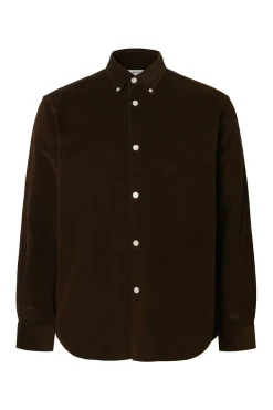 Selected Camisa micropana 100% algodón orgánico Marr&oacute;n Online