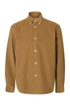 Selected Camisa micropana 100% algodón orgánico Marr&oacute;n Outlet