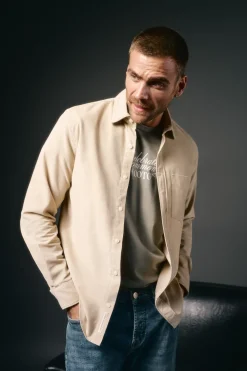 OOTO Camisa micropana lisa Beige New