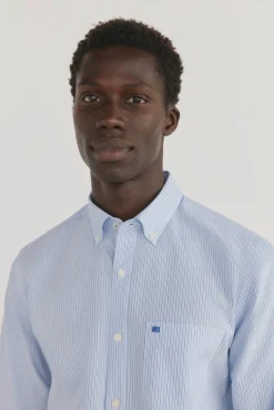 Pedro del Hierro Camisa non iron + antimanchas rayas Azul Hot