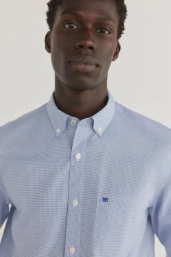Pedro del Hierro Camisa non iron + antimanchas cuadros Azul Outlet