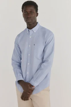 Pedro del Hierro Camisa non iron + antimanchas cuadros Azul Outlet