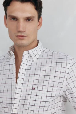 Pedro del Hierro Camisa non iron oxford cuadros Burdeos Best