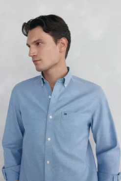 Pedro del Hierro Camisa non iron oxford liso Azul Clearance