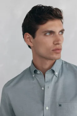 Pedro del Hierro Camisa non iron oxford liso Verde Clearance