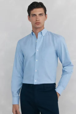 Pedro del Hierro Camisa non iron oxford liso Azul Best