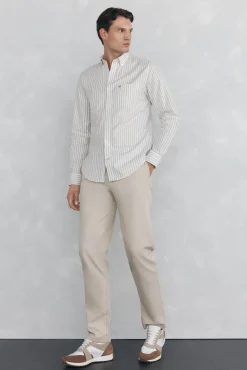 Pedro del Hierro Camisa non iron oxford rayas Beige