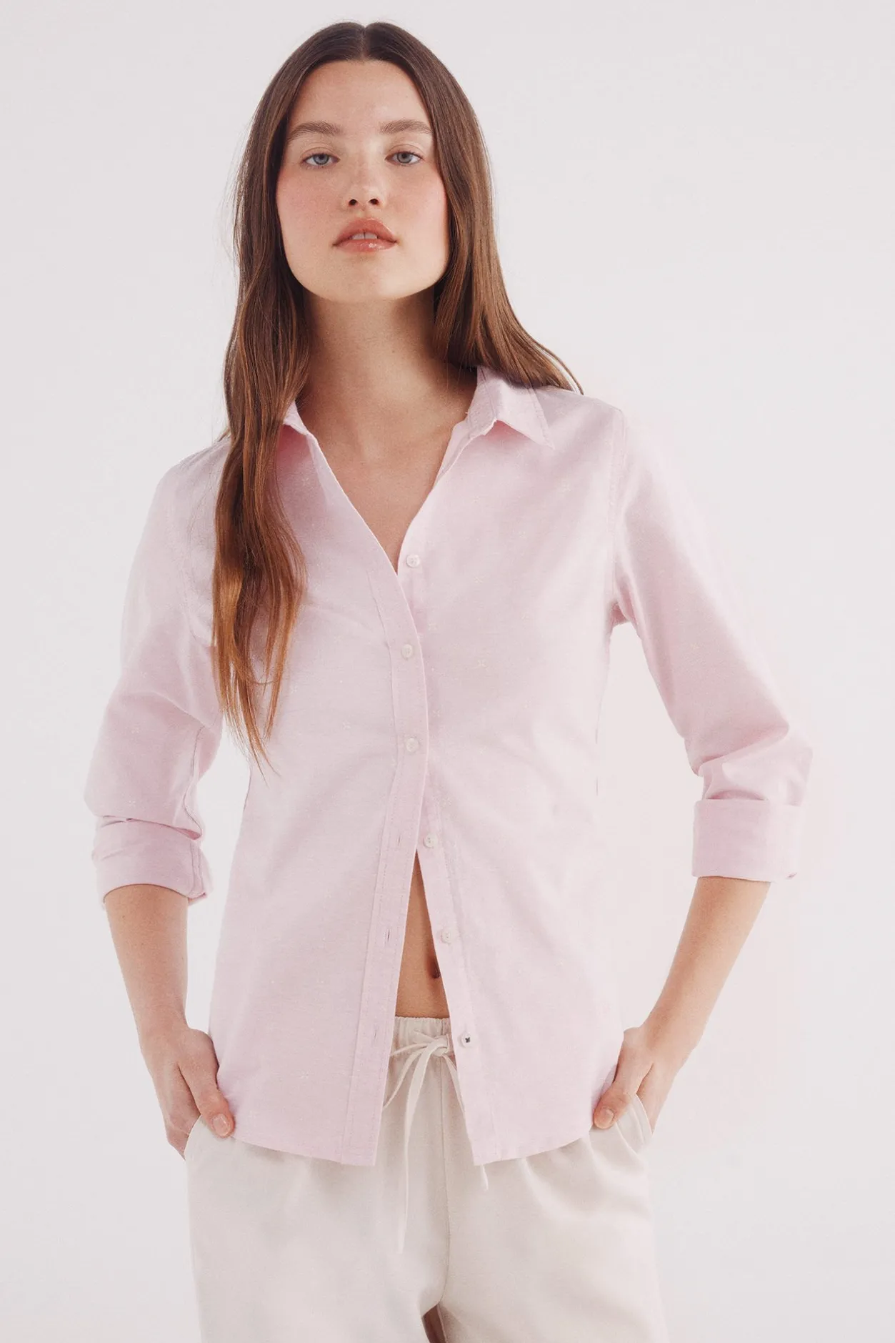 Springfield Camisa Oxford algodón rosa Discount