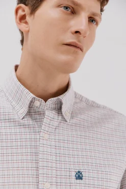 Cortefiel Camisa oxford cuadros Marfil New
