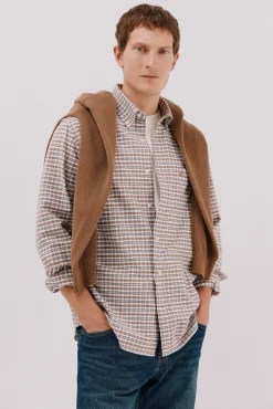 Cortefiel Camisa oxford cuadros Estampado marr&oacute;n Clearance