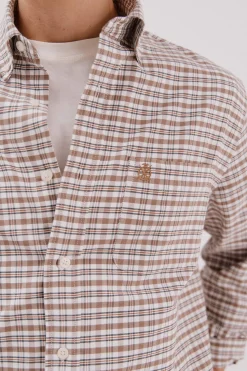 Cortefiel Camisa oxford cuadros Estampado marr&oacute;n Clearance