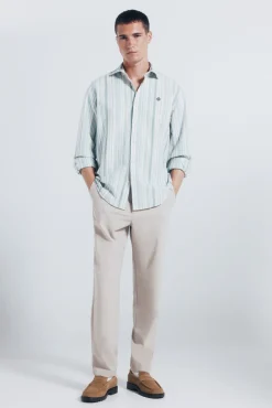 Springfield Camisa oxford ligero rayas verde Sale