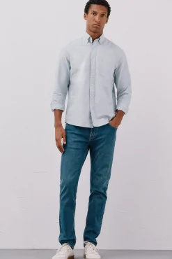 Cortefiel Camisa oxford lisa Azul Outlet