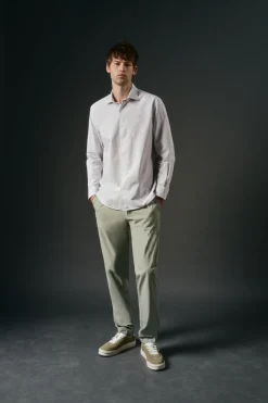 OOTO Camisa oxford rayas Kaki Sale