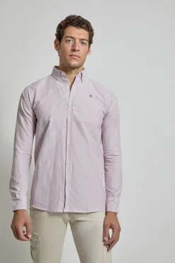 Street Monkey Camisa Oxford rayas con logo Rosa New