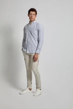 Street Monkey Camisa Oxford rayas con logo Azul marino