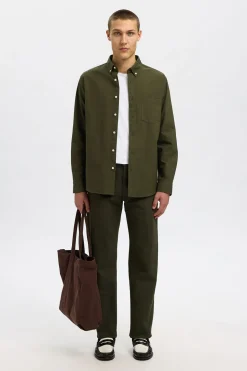 Selected Camisa Oxford Regular Fit. Verde Discount