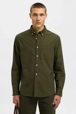 Selected Camisa Oxford Regular Fit. Verde Discount