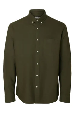 Selected Camisa Oxford Regular Fit. Verde Discount