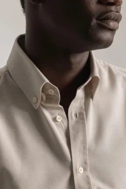 PuroEGO Camisa oxford slim fit Beige Clearance