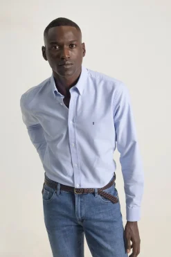 PuroEGO Camisa oxford slim fit algodón Azul Online
