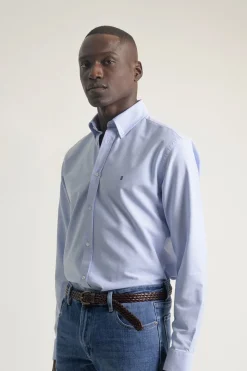 PuroEGO Camisa oxford slim fit algodón Azul Online