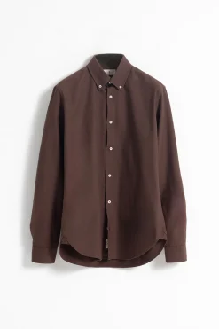 PuroEGO Camisa oxford slim fit algodón Marr&oacute;n oscuro Clearance